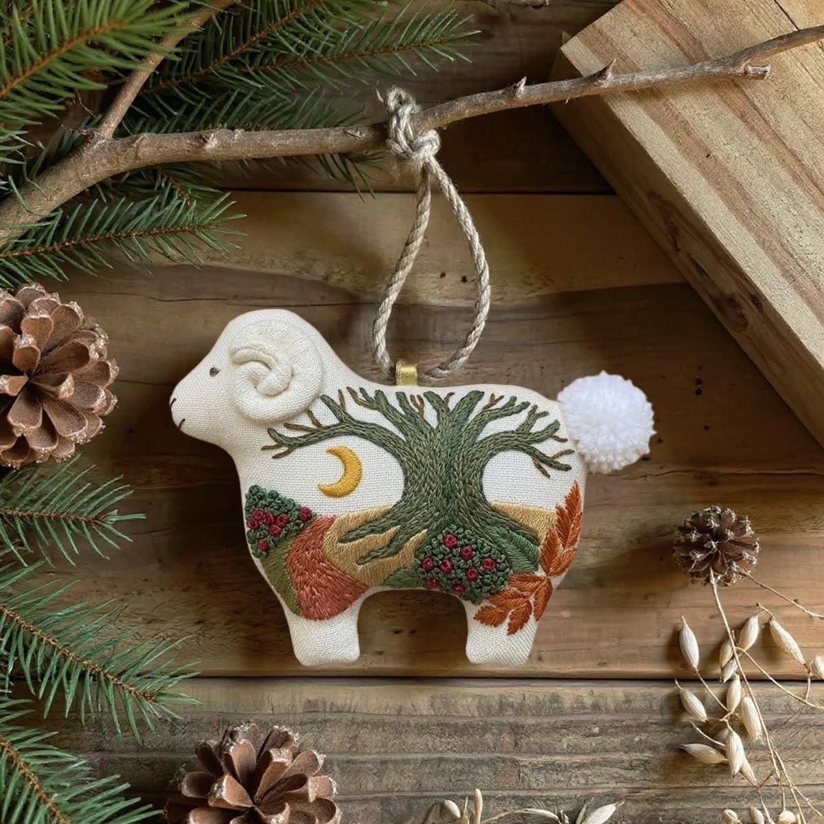 Rubbyoo Lamb-shaped Embroidery Kit - Tree Of Life | Easy Handmade Artwork | Lovely Wall Decoration  - image 4