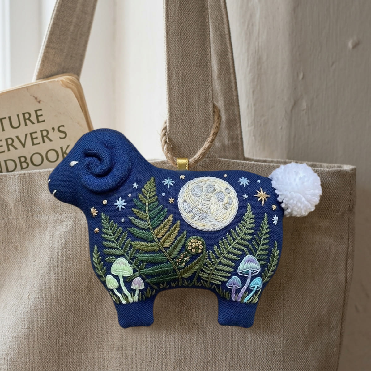 Rubbyoo Lamb-shaped Embroidery Kit - Midnight Fern |  Special Room Hanging | Diy Craft Set For Beginners - image 3