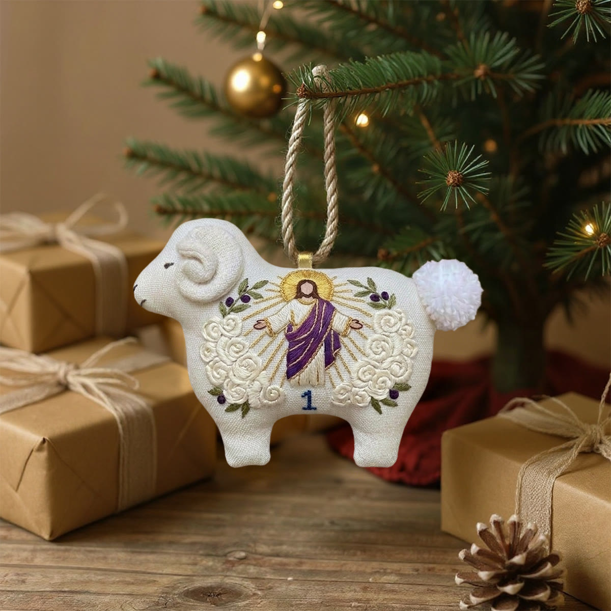 Rubbyoo Lamb-shaped Embroidery Kit - Nativity Scene | Religion Handmade Craft | Diy Holiday Ornament - image 2
