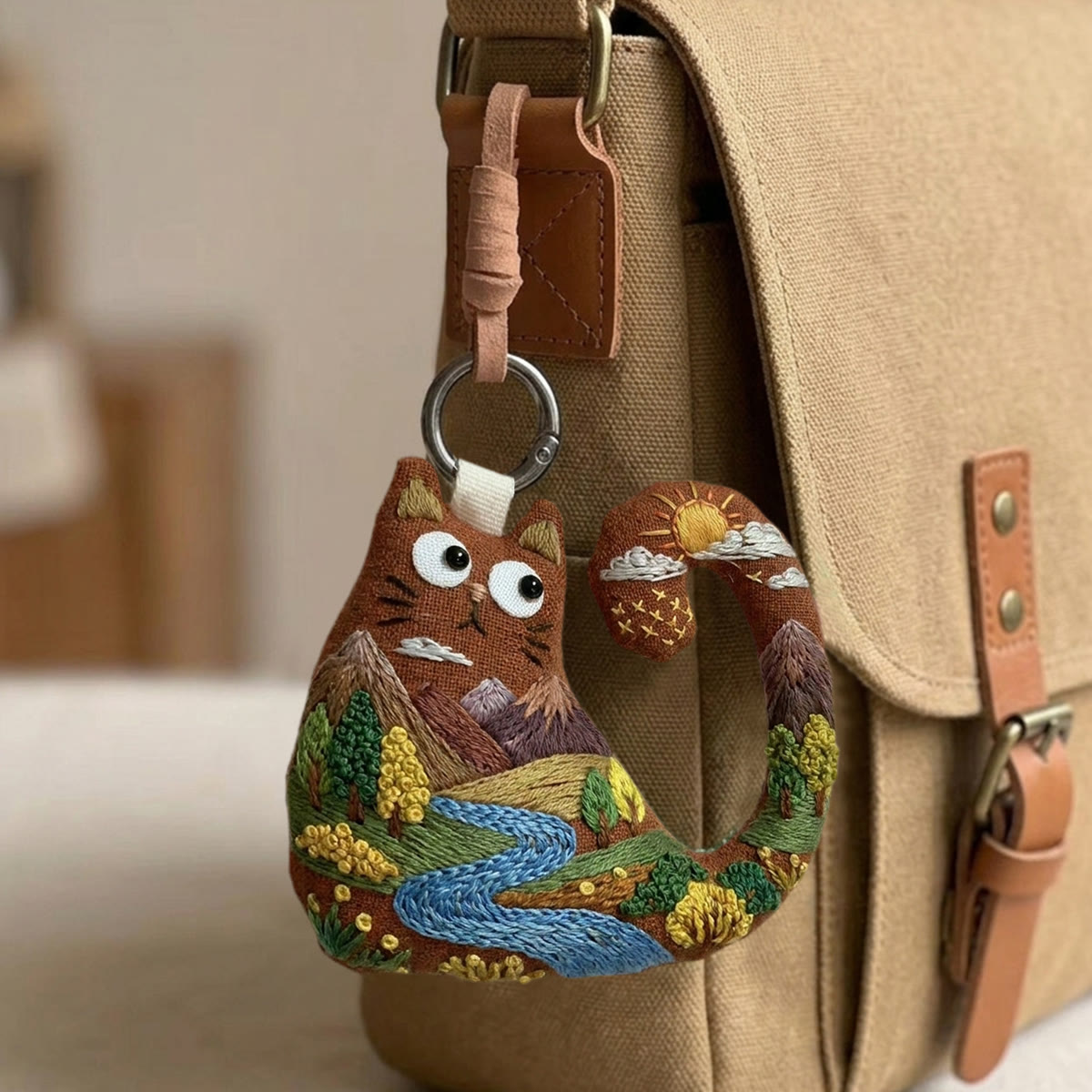 Rubbyoo Cat Embroidery Kit - Majestic Mountains | Unique Travel Keepsake | Artisan Backpack Accessory - image 3