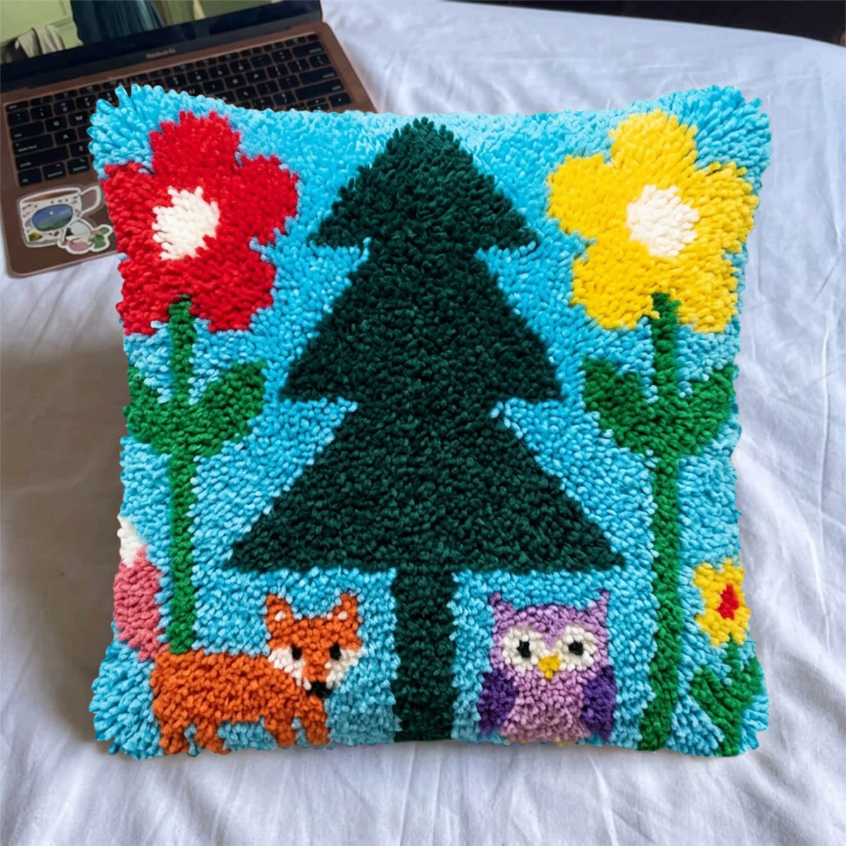 Rubbyoo Latch Hook Pillow Kit - Whimsical Forest Animal |  Car Lumbar Pillow Cover | Perfect Housewarming Craft  - image 2