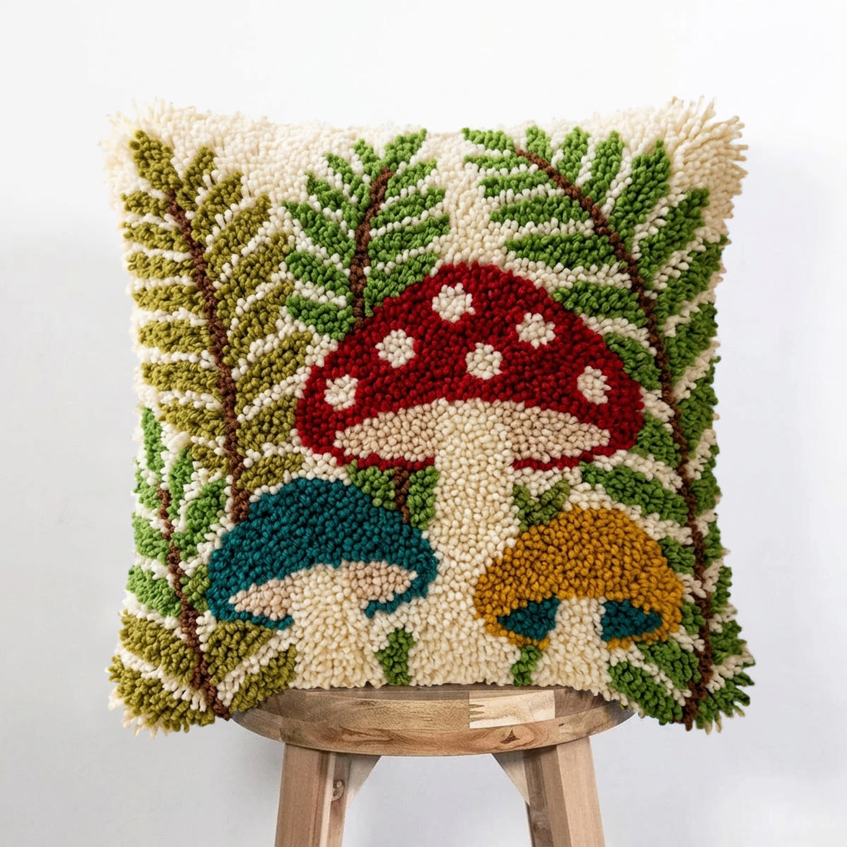 Rubbyoo Latch Hook Pillow Kit - Toadstool Fern | Living Room Decor | Easy Handmade Craft  - image 2