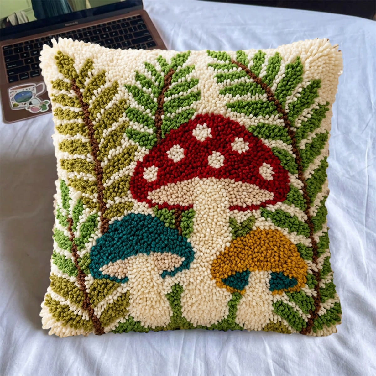 Rubbyoo Latch Hook Pillow Kit - Toadstool Fern | Living Room Decor | Easy Handmade Craft  - image 7