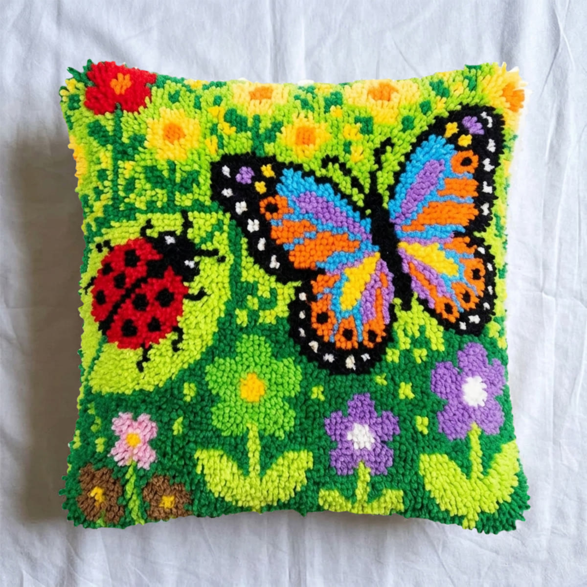 Rubbyoo Latch Hook Pillow Kit - Butterfly And Ladybug | Personalized  Cushion Cover | Nice Handmade Gift For Mom  - image 2