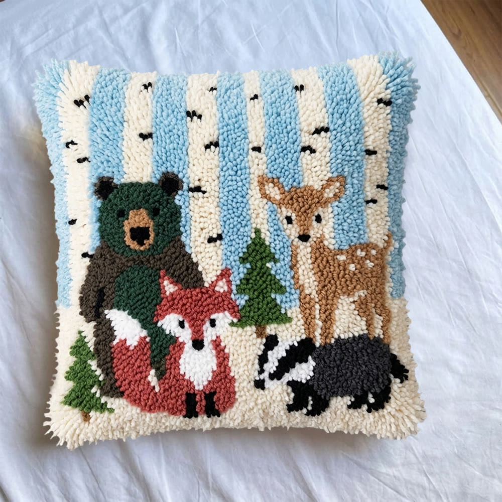 Rubbyoo Latch Hook Pillow Kit - Animal With Birch Tree | Vintage Handmade Pillowcase | Nice Gifts For Mom - image 6