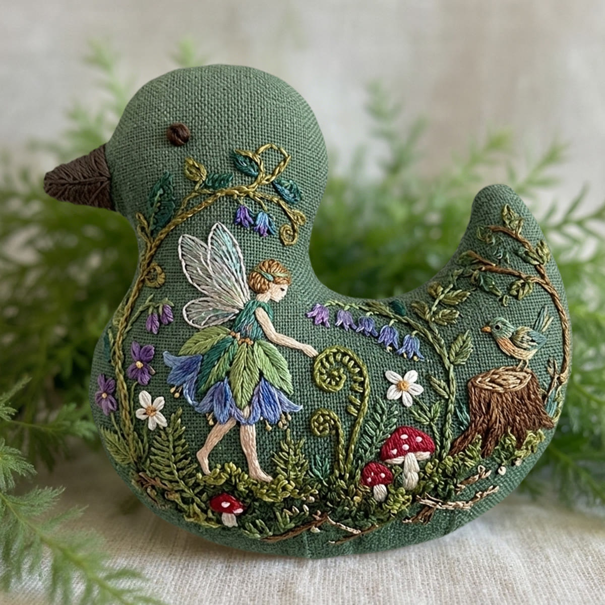 Rubbyoo Duck Embroidery Kit - Forest Fairy And Red Mushrooms | Whimsical Gift For Fantasy Lovers | Enchanted Woodland Hanging Decor - image 5