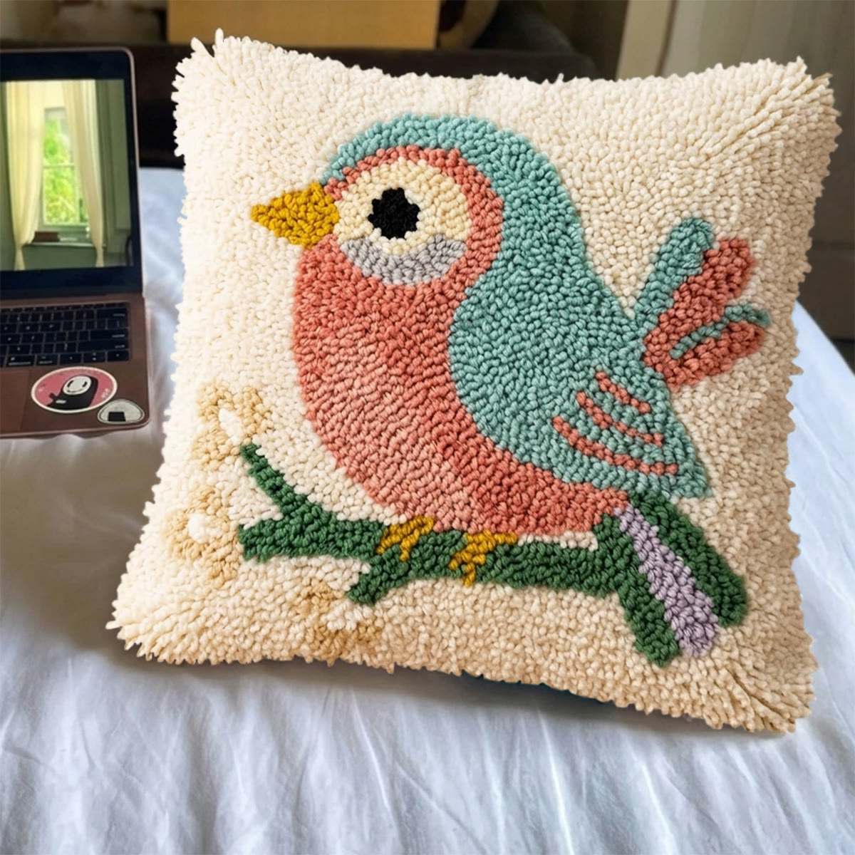 Rubbyoo Latch Hook Pillow Kit - Spring Bird | Versatile Home Decor | Perfect Gift For Bird Lovers - image 2
