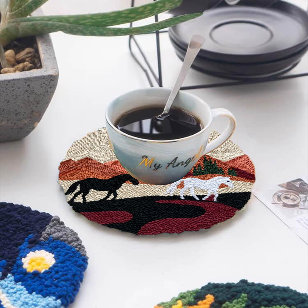 Boho Horse Punch Needle Kit - Handmade Modern Fiber Art | Southwestern Desert Sunset Decor - image 12