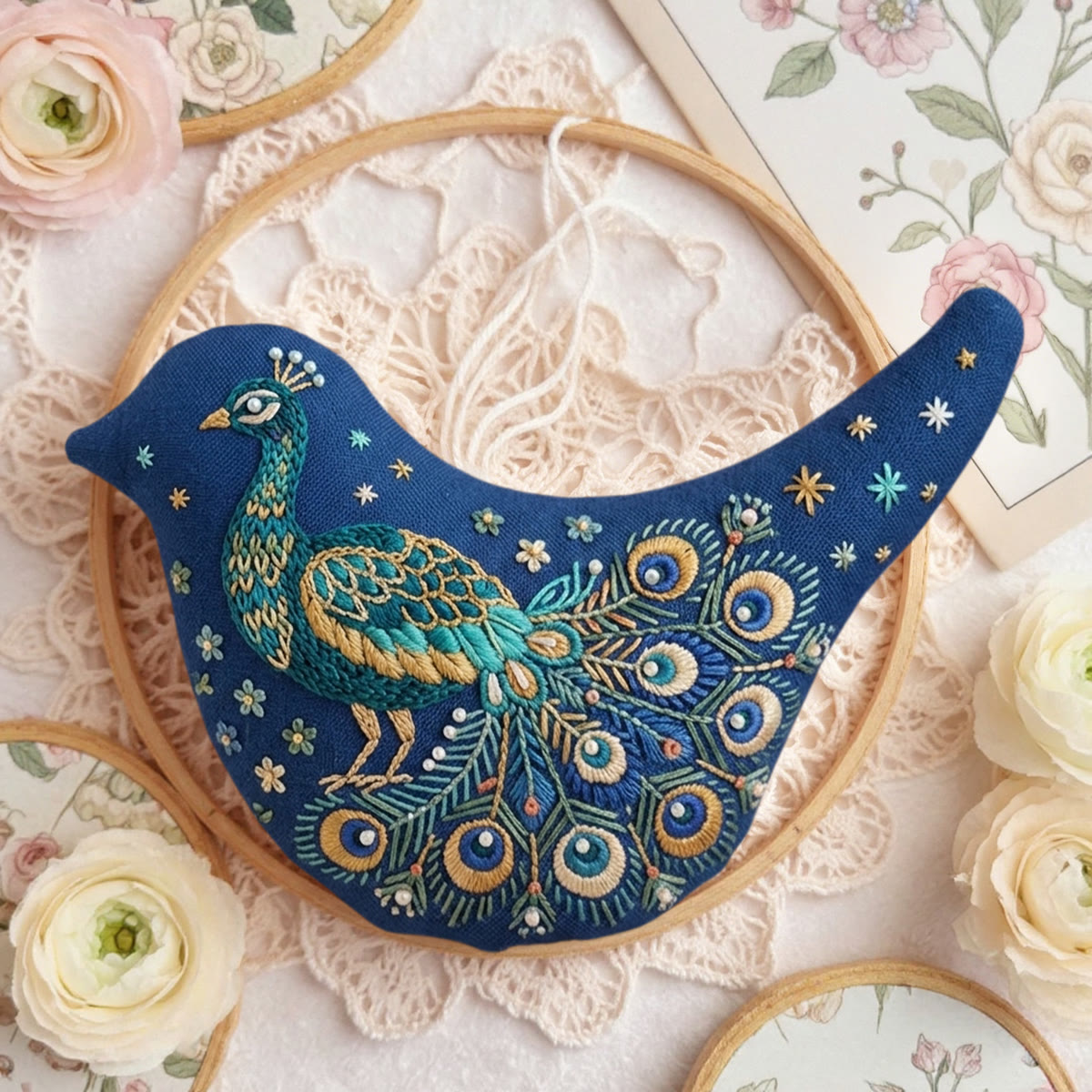 Rubbyoo Bird-shaped Embroidery Kit - Stunning Peacock | Gift Idea For Her | Creative Handmade Craft  - image 3