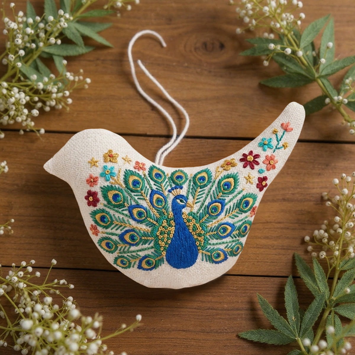 Rubbyoo Bird-shaped Embroidery Kit - Floral Peacock | Unique Crafts For Beginner | Diy Home Hanging Decor  - image 4