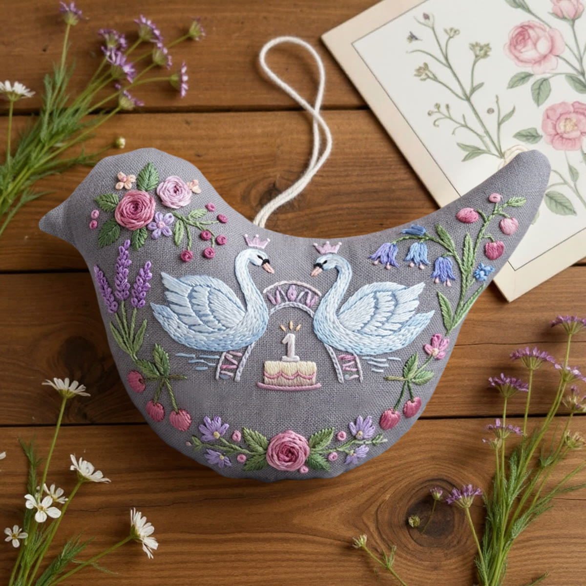 Rubbyoo Bird-shaped Embroidery Kit - Vintage Swan | Perfect Gift For Animal Lovers | Stylish Backpack Charm - image 2