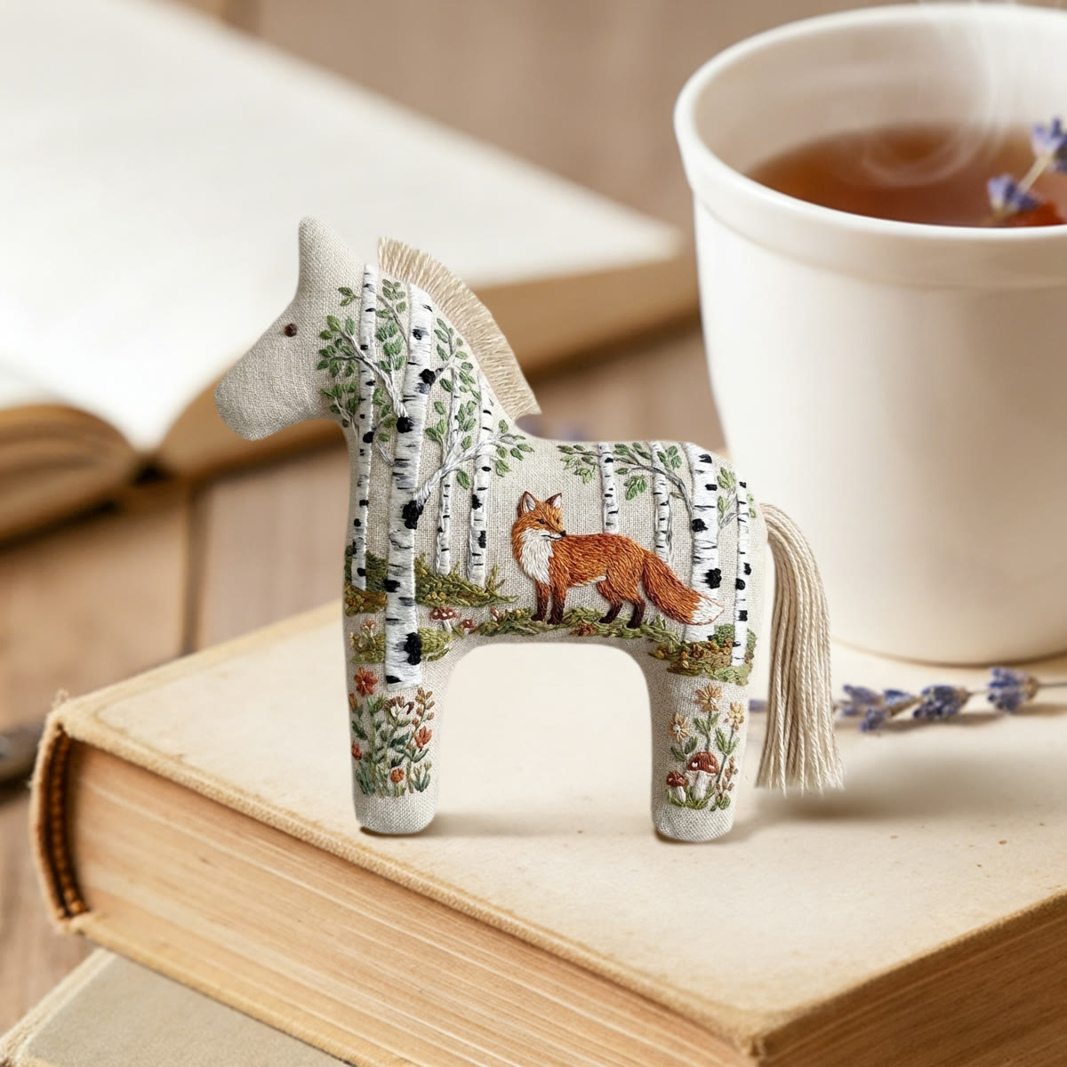 Rubbyoo Dala Horse Embroidery Kit - Fox And Birch Forest | Unique Birthday Gift For Her | Boho Forest Hanging Accessory - image 2