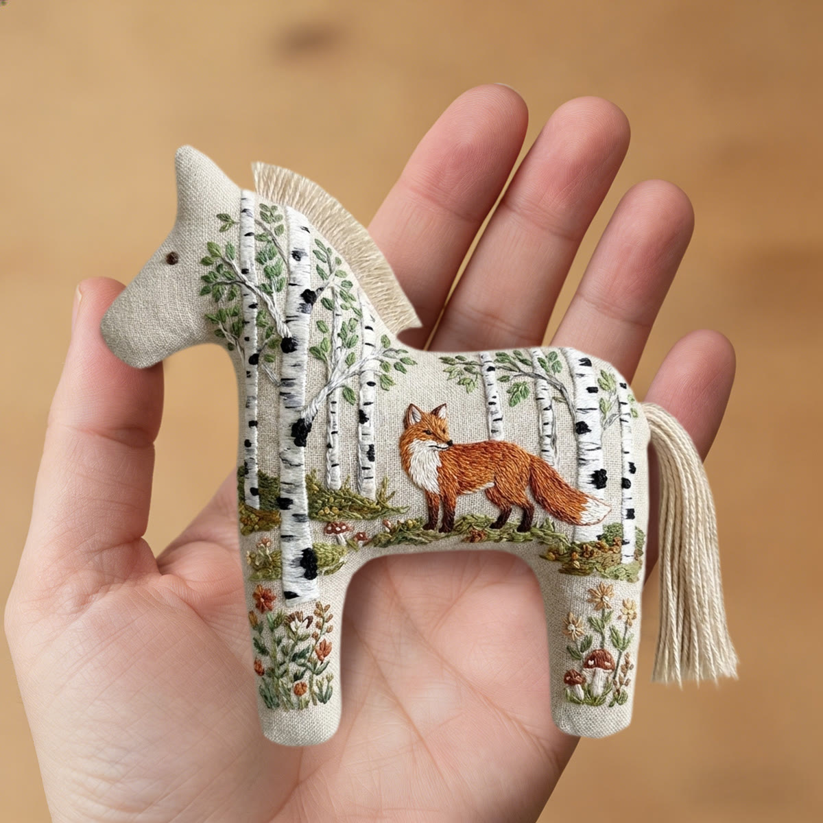 Rubbyoo Dala Horse Embroidery Kit - Fox And Birch Forest | Unique Birthday Gift For Her | Boho Forest Hanging Accessory - image 8