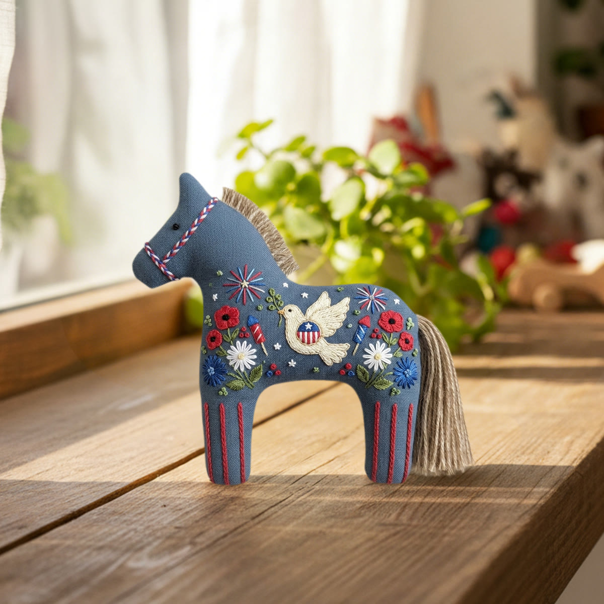 Rubbyoo Dala Horse Embroidery Kit - White Dove With Olive Branch | Independence Day Gift | Office Desk Patriotic Accent - image 3
