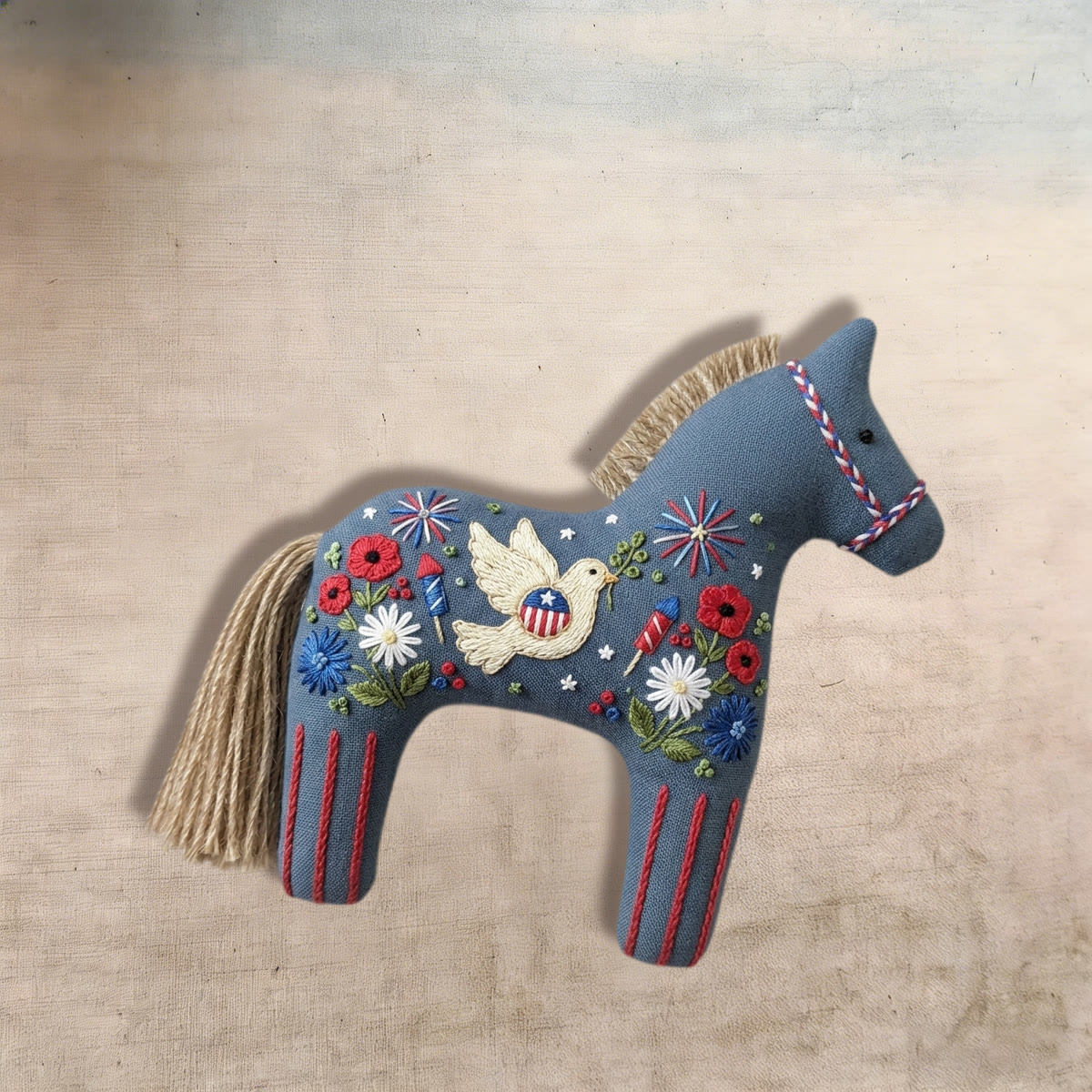 Rubbyoo Dala Horse Embroidery Kit - White Dove With Olive Branch | Independence Day Gift | Office Desk Patriotic Accent - image 9