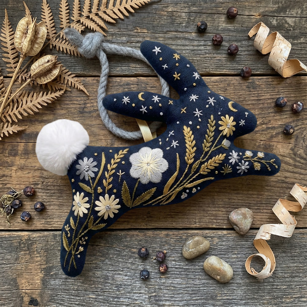 Rubbyoo Rabbit Embroidery Kit - Crescent Moons And Stars | Floral Handmade Birthday Gift | Celestial Home Decor - image 3