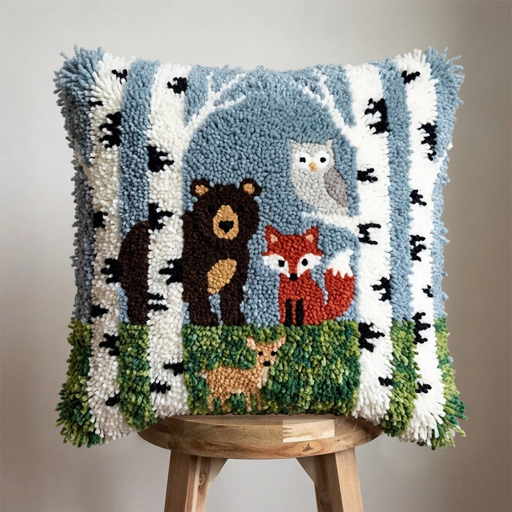 Rubbyoo Latch Hook Pillow Kit - Woodland Animal  | Handmade Pillow Cover | Perfect Craft For Beginnner - image 2