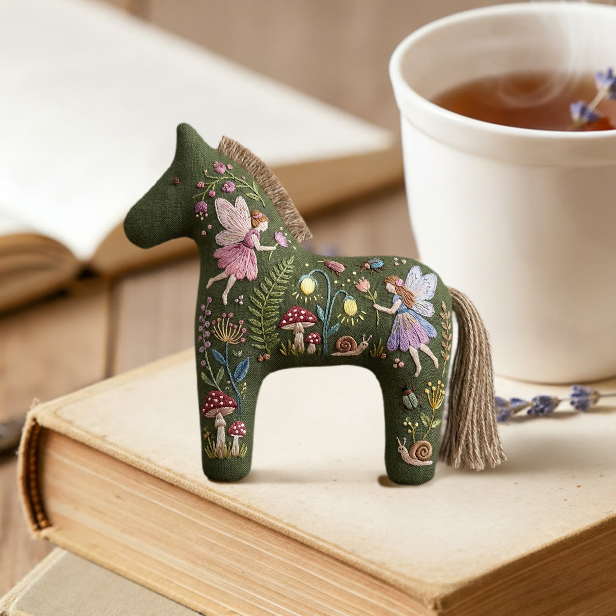 Rubbyoo Dala Horse Embroidery Kit - Woodland Fairies And Sprites | Diy Handmade Birthday Gift For Her | Whimsical Kids Room Decor - image 2