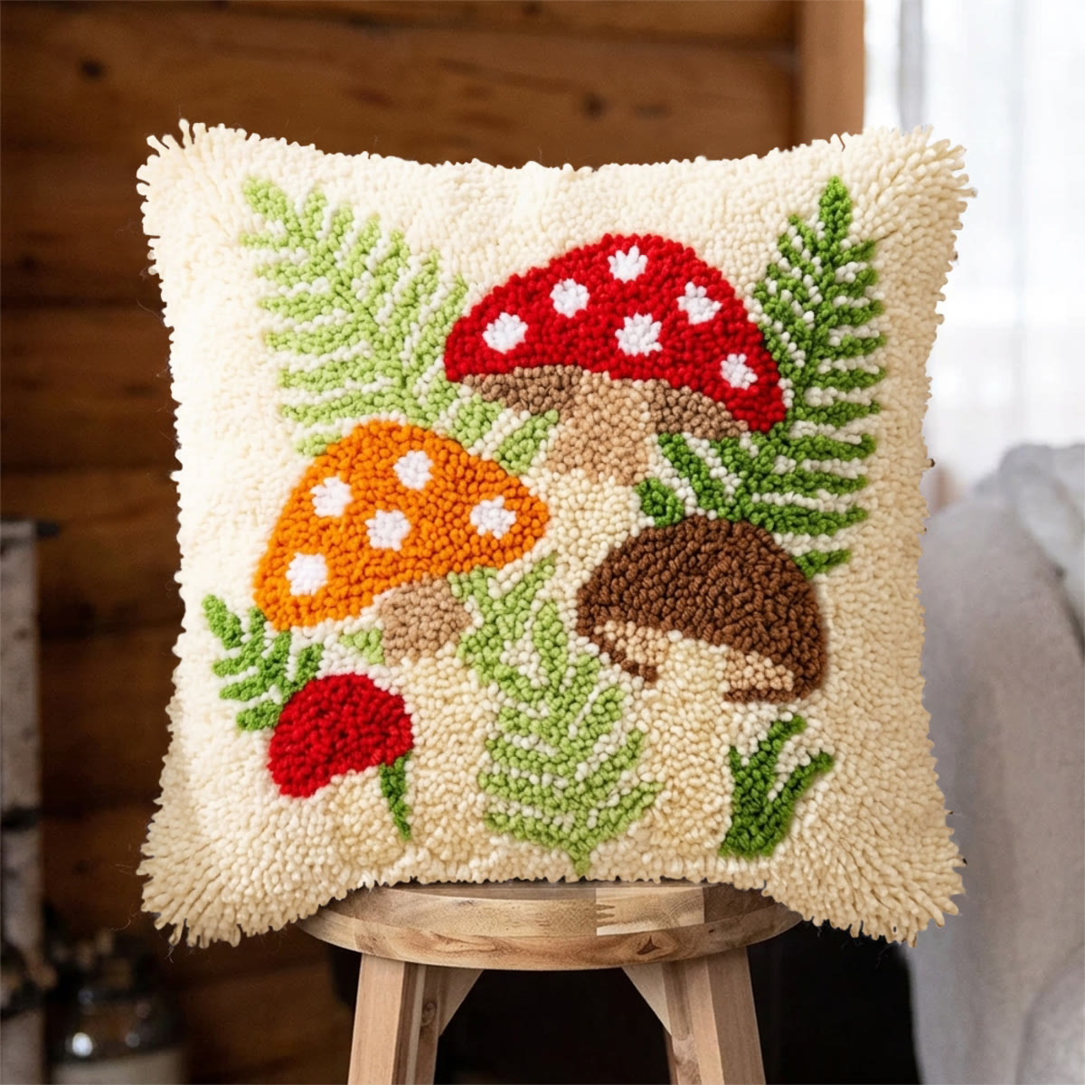 Rubbyoo Latch Hook Pillow Kit - Wildwood Wonders | Cottagecore Style Art | Nice Housewarming Craft  - 43*43cm - image 1