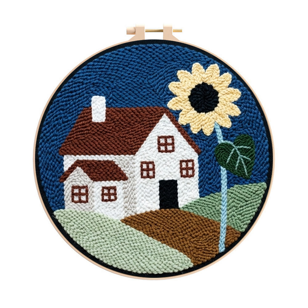 Warming House Punch Needle Kit - Unique Mother Day Gift | Perfect Home Ornament - 8 inch Hoop Kit - image 1