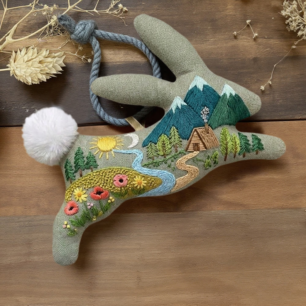 Rubbyoo Rabbit Embroidery Kit - Wonderful Country | Beautiful Landscape Craft | Special Handmade Art  - 6 inches hoop kit - image 1