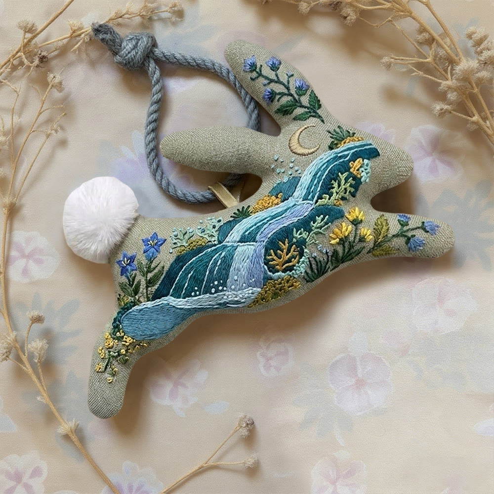 Rubbyoo Rabbit Embroidery Kit - Moonlit Waterfal | Diy Landscape Art | Perfect Needlework Gift - image 2