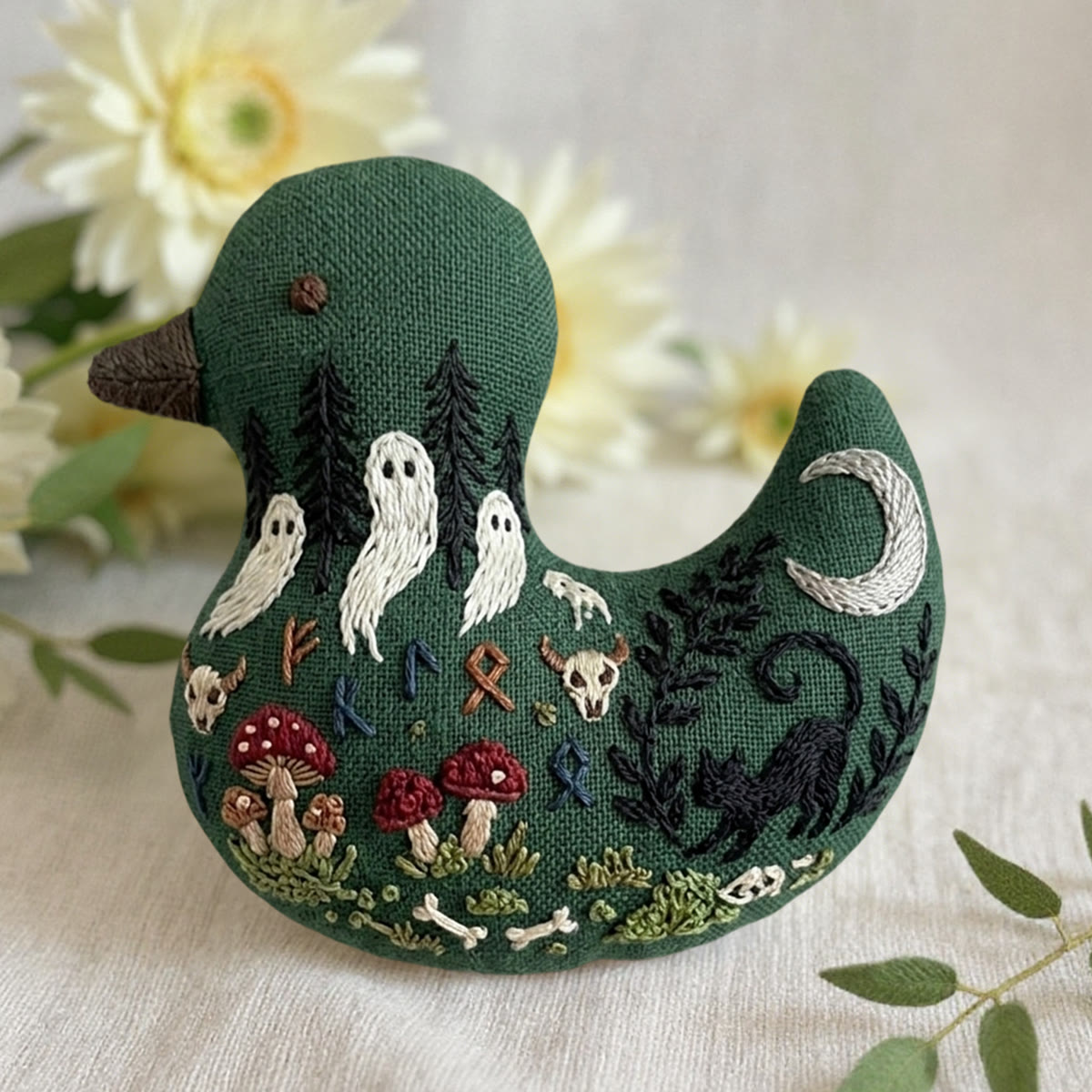 Rubbyoo Duck Embroidery Kit - Nordic Rune And Animal Skull  | Unique Gift | Witchy Altar Decor - image 2