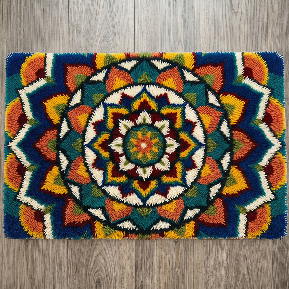 Rubbyoo Latch Hook Rug Kit - Mandala Pattern | Handmade Living Room Decor | Vibrant Floral Accent Rug - 75×50cm - image 1