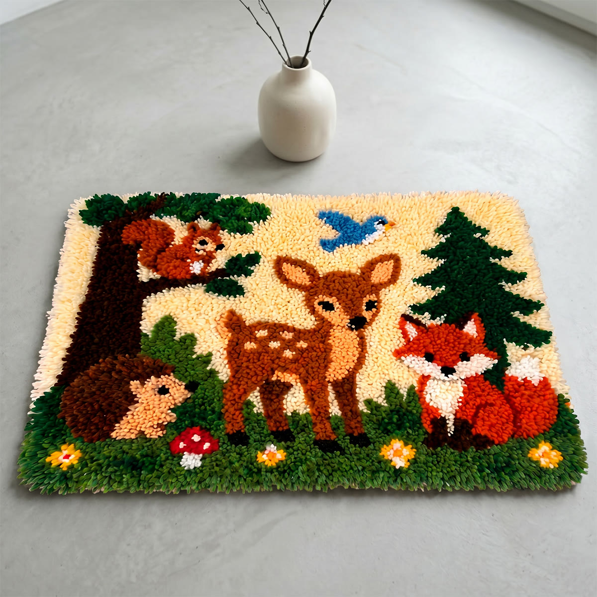 Rubbyoo Latch Hook Rug Kit - Woodland Animals | Diy Embroidery Mat | Cottagecore Aesthetic Nursery Decor - image 2