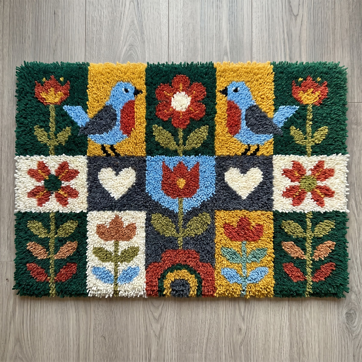 Rubbyoo Latch Hook Rug Kit - Colorful Bird And Tulip | Gift For Handmade Art Lover | Living Room Accent - 75×50cm - image 1