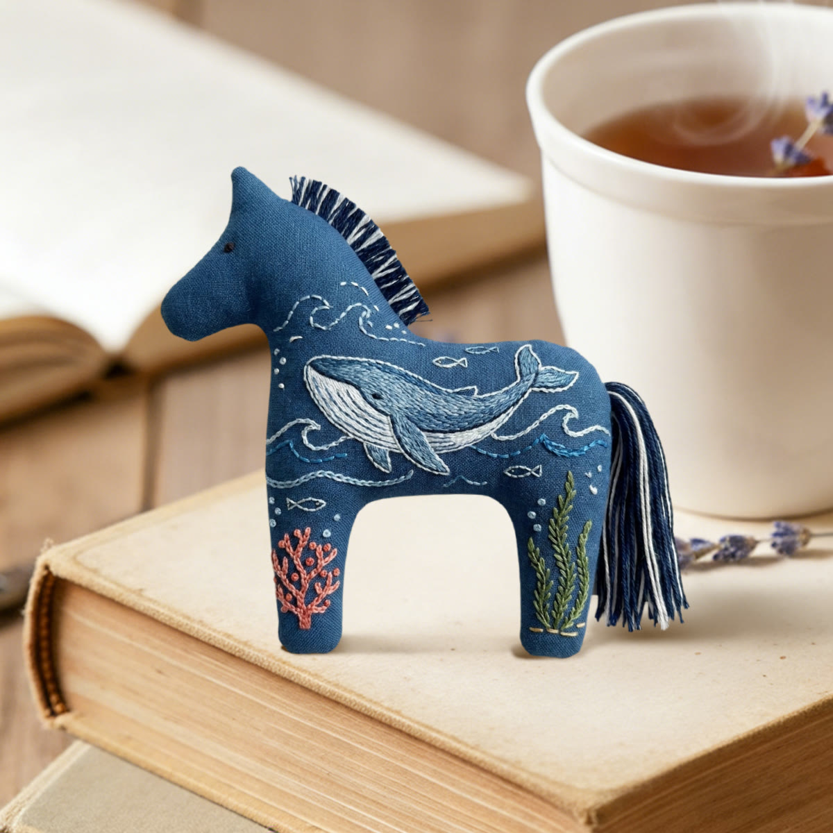 Rubbyoo Dala Horse Embroidery Kit - Blue Whale | Cute Birthday Gift For Kids | Restful Room Decor - image 2