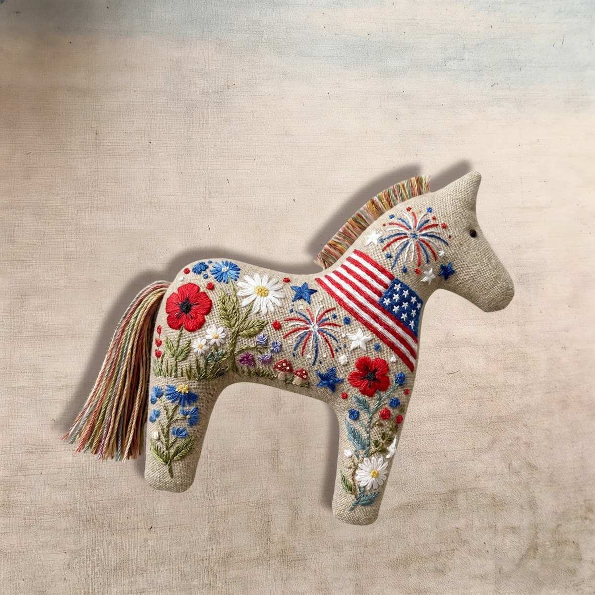 Rubbyoo Dala Horse Embroidery Kit - American Style Firework And Flowers | Excellent Gift Choice | Bright-colored‌ Home Ornament - image 2