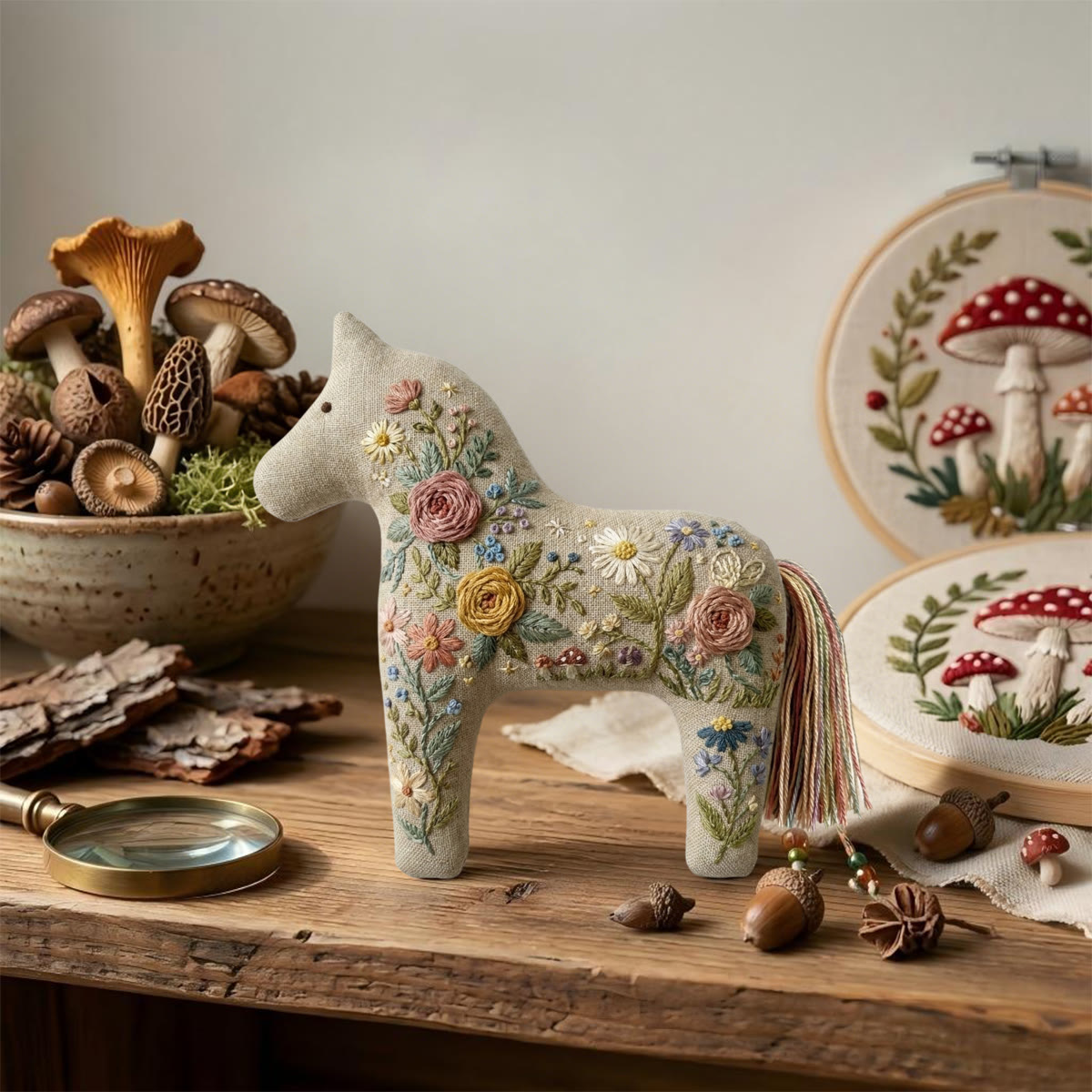 Rubbyoo Dala Horse Embroidery Kit - Various Pretty Flowers | Unique Animal Handicraft | Homey Atmosphere - image 2