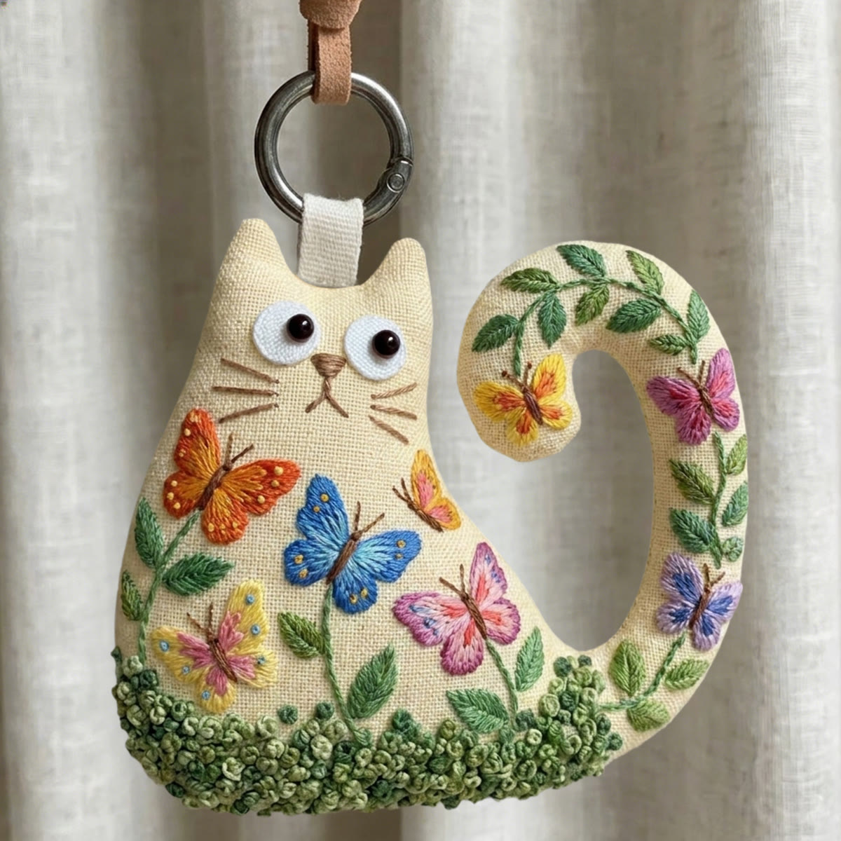 Rubbyoo Cat Embroidery Kit - Butterfly And Floral | Whimsical Gift For Her | Dreamy Nursery Decor - 6 inches hoop kit - image 1