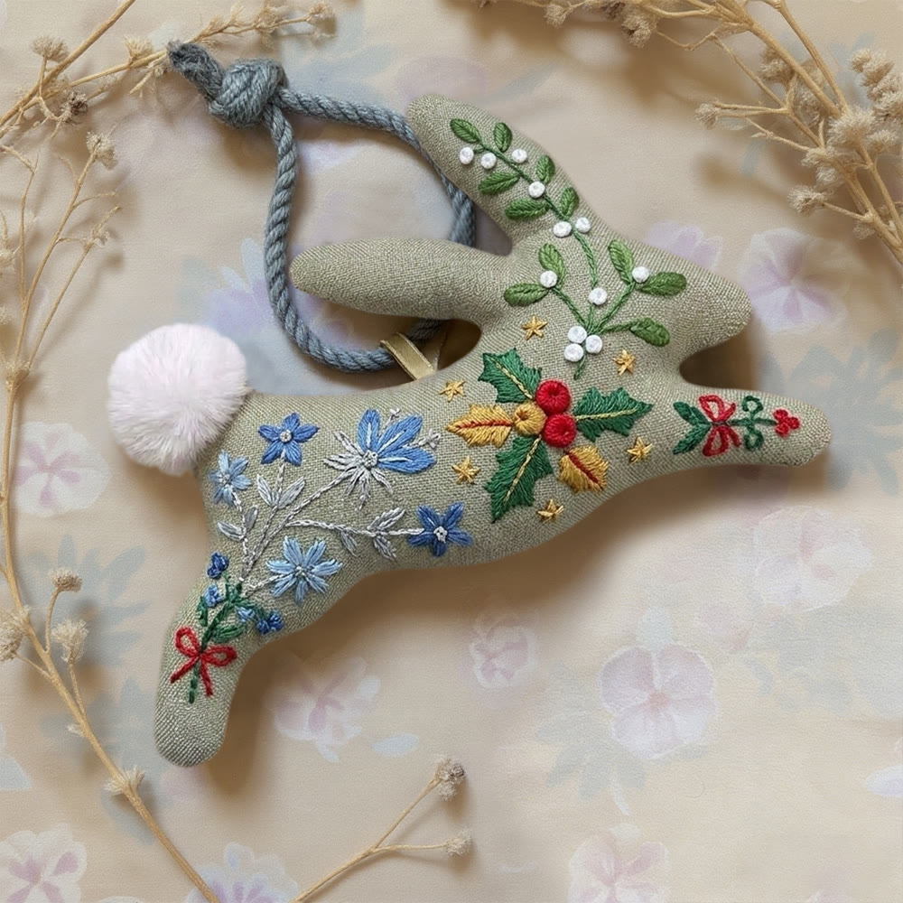 Rubbyoo Rabbit Embroidery Kit - Christmas Bell And Blossom | Exquisite Handicraft | Excellent Christmas Gift Choice - image 2