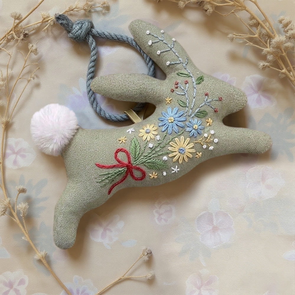 Rubbyoo Rabbit Embroidery Kit - Floral Forest | Warm Toned Charm | Cute Gift Idea - image 2