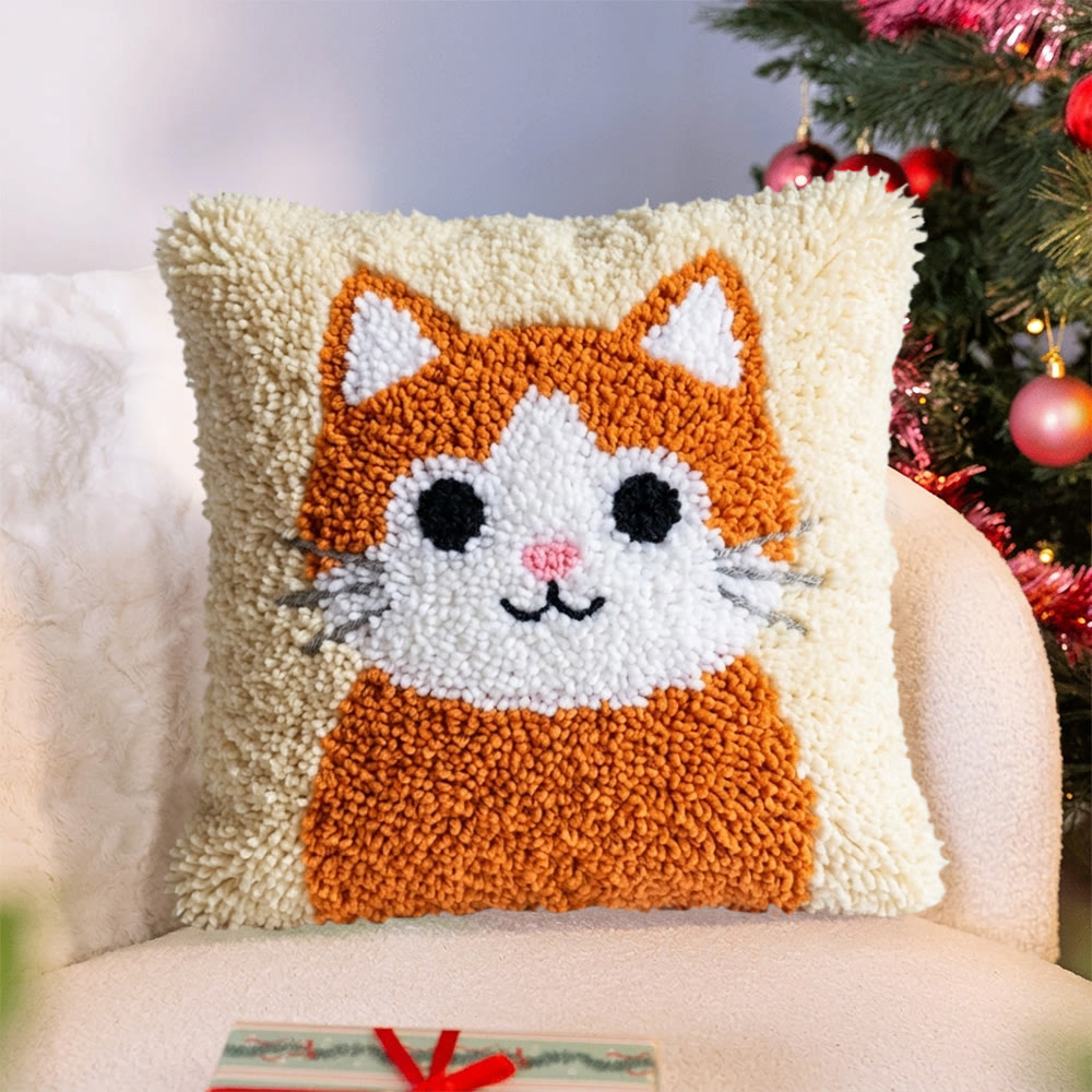 Rubbyoo Latch Hook Pillow Kit - Sweet Kitty | Adorable Animal Handicraft | Cushion Case For Sofa  - image 2