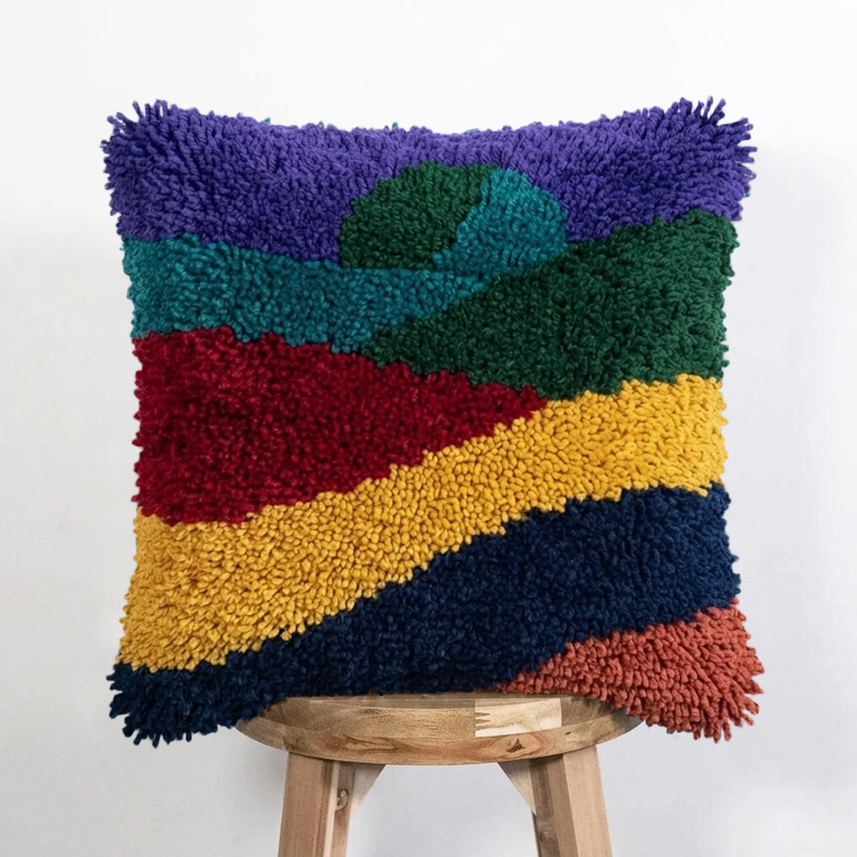 Rubbyoo Latch Hook Pillow Kit - Abstract Pattern | Soft Throw Pillow | Abstract Cushion Cover  - 43*43cm - image 1