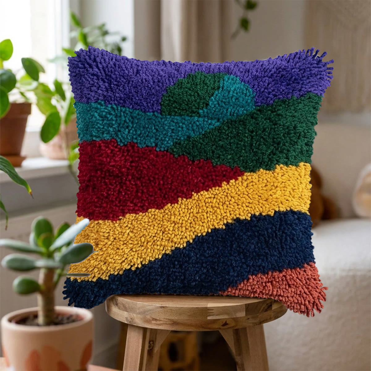 Rubbyoo Latch Hook Pillow Kit - Abstract Pattern | Soft Throw Pillow | Abstract Cushion Cover  - image 2