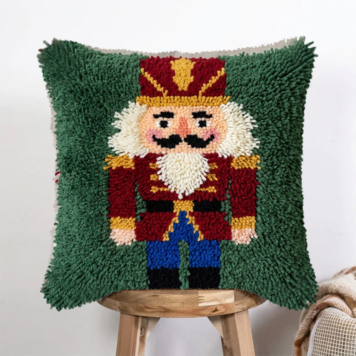 Rubbyoo Latch Hook Pillow Kit - Nutcracker Soldier | Holiday Decorative Craft | Diy Pillow Cover  - image 1
