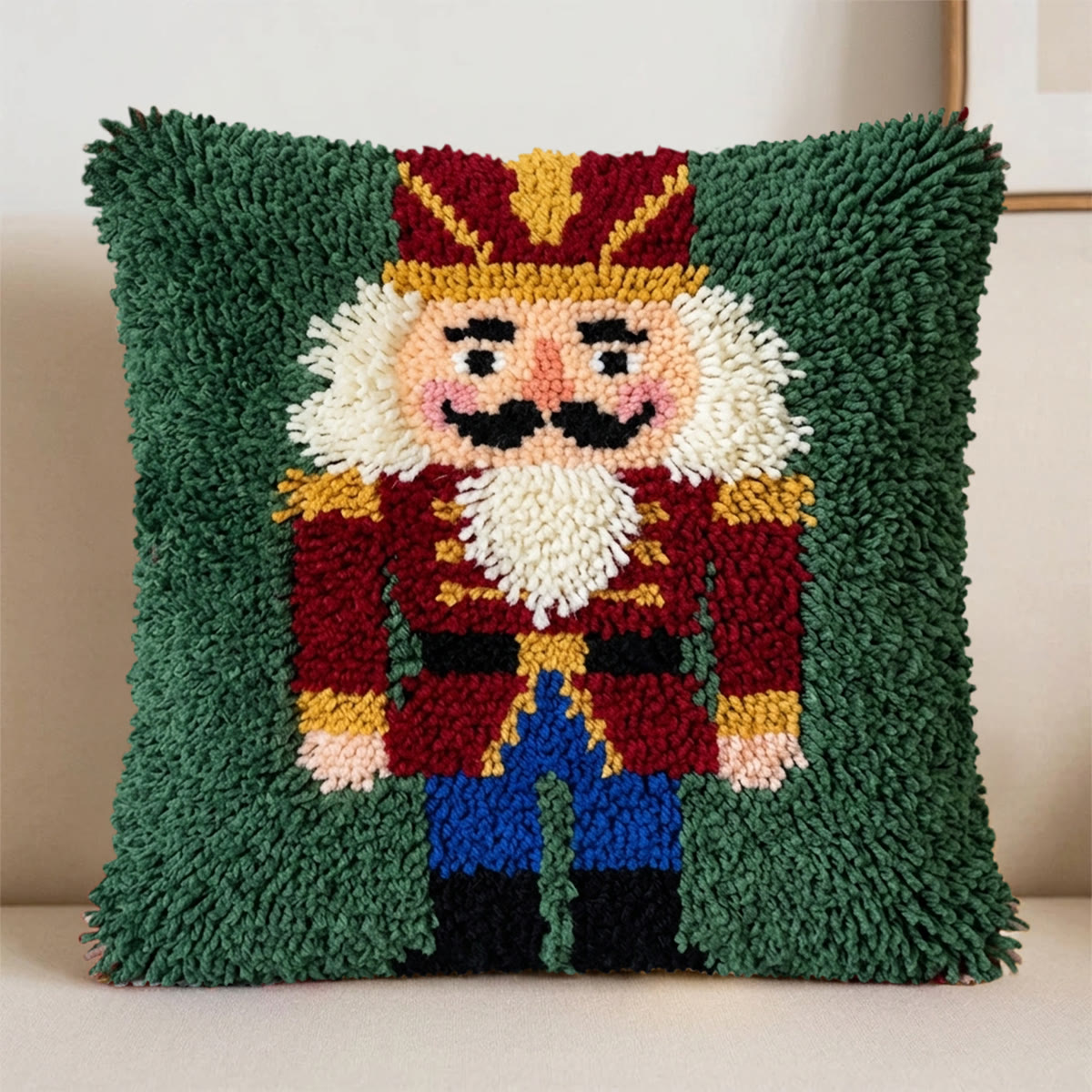 Rubbyoo Latch Hook Pillow Kit - Nutcracker Soldier | Holiday Decorative Craft | Diy Pillow Cover  - image 2