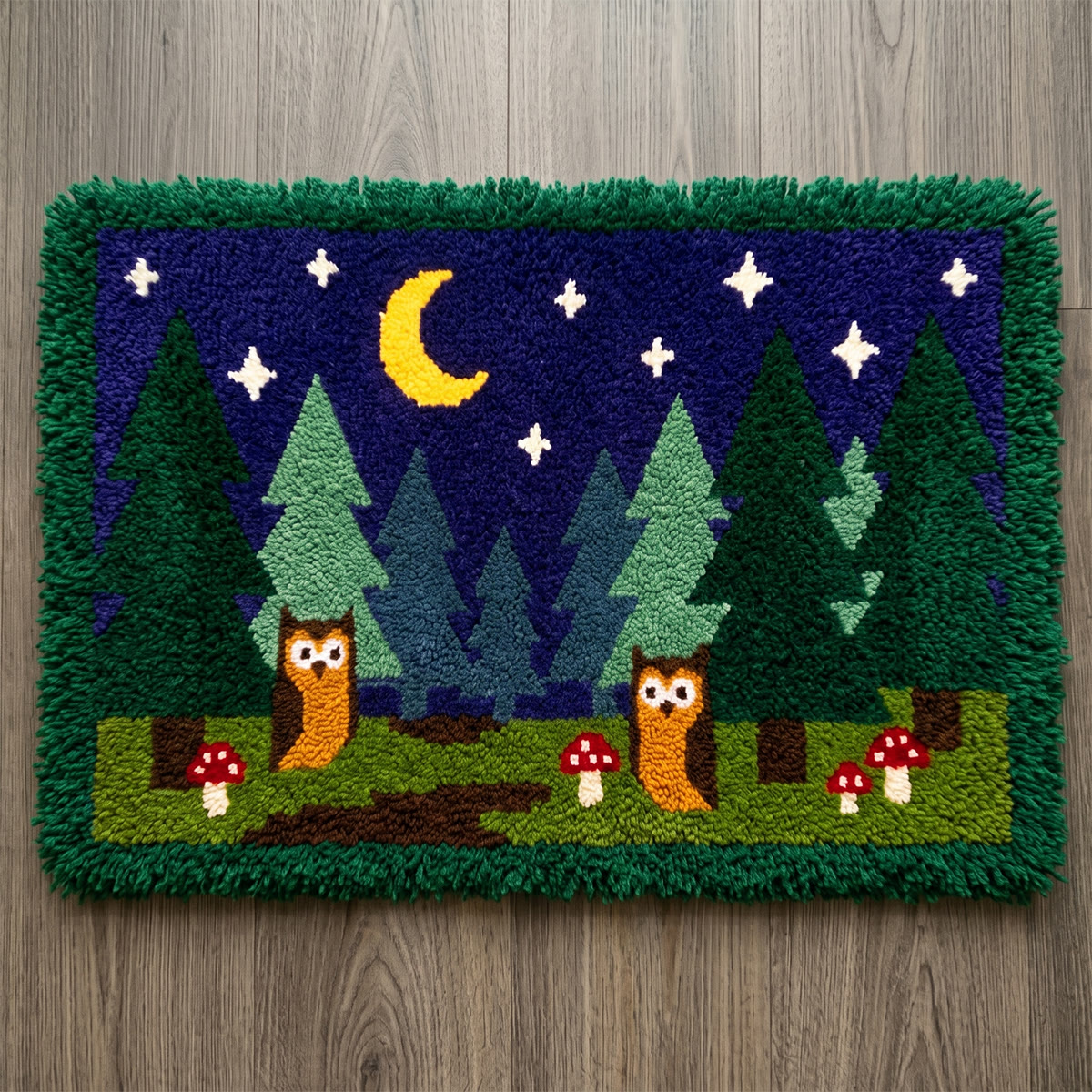 Rubbyoo Latch Hook Rug Kit - The Night Owl | Decorative Rug For Bedroom | Diy Nursery Carpet - 75×50cm - image 1