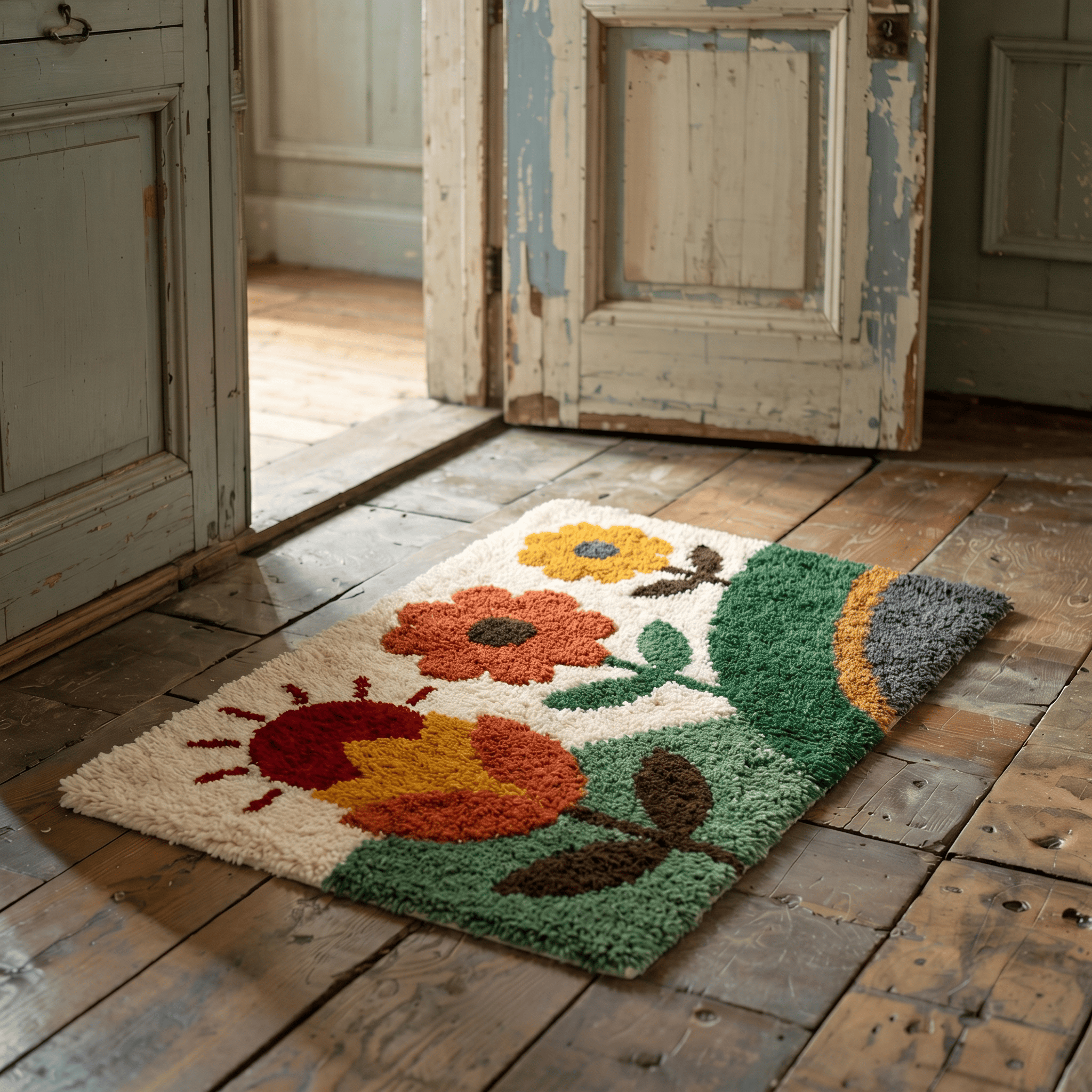 Rubbyoo Latch Hook Rug Kit - Summer Flower | Floral Mats For Bedroom | Thoughtful Handmade Gift - image 5