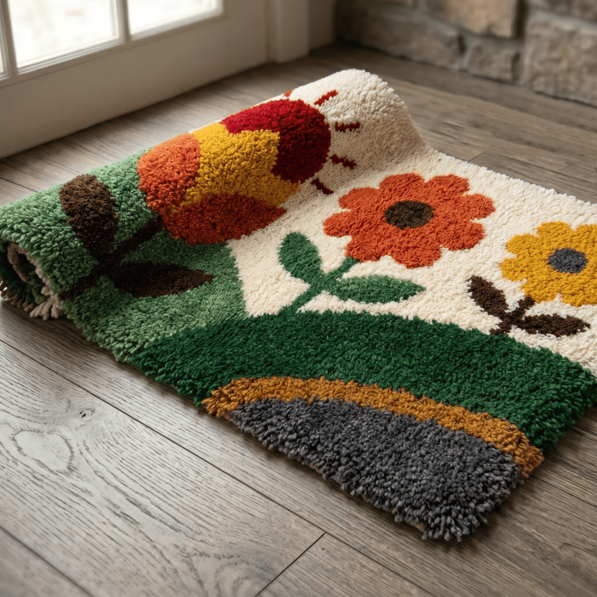 Rubbyoo Latch Hook Rug Kit - Summer Flower | Floral Mats For Bedroom | Thoughtful Handmade Gift - image 8