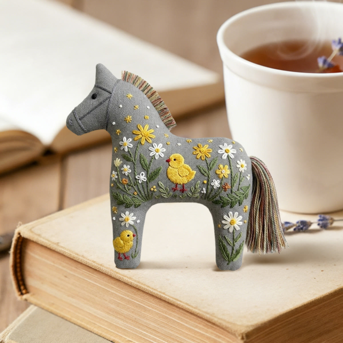 Rubbyoo Dala Horse Embroidery Kit - Chick In The Meadow | Gift For Crafters | Cute Nursery Decor - image 2