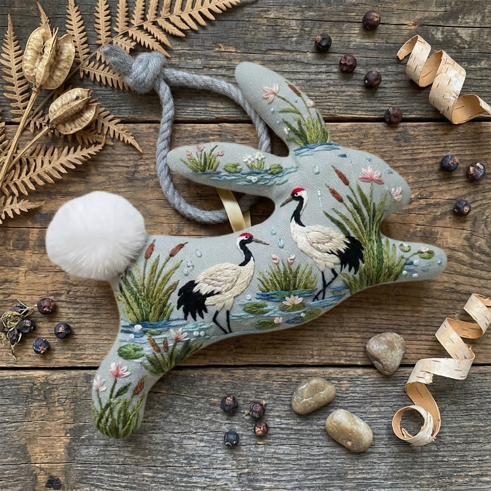 Rubbyoo Rabbit Embroidery Kit - Japanese Crane | DIY Handmade Kit For Beginners  | Japanese Style Ornament - image 2
