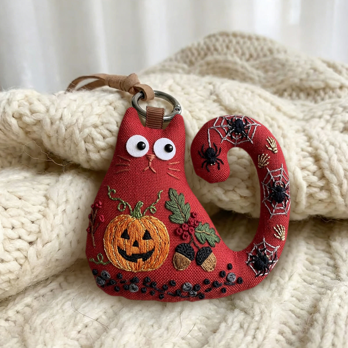 Rubbyoo Cat Embroidery Kit - Ack-o'-lantern | Creepy Cute For Her | Hanging Holiday Decor - image 2