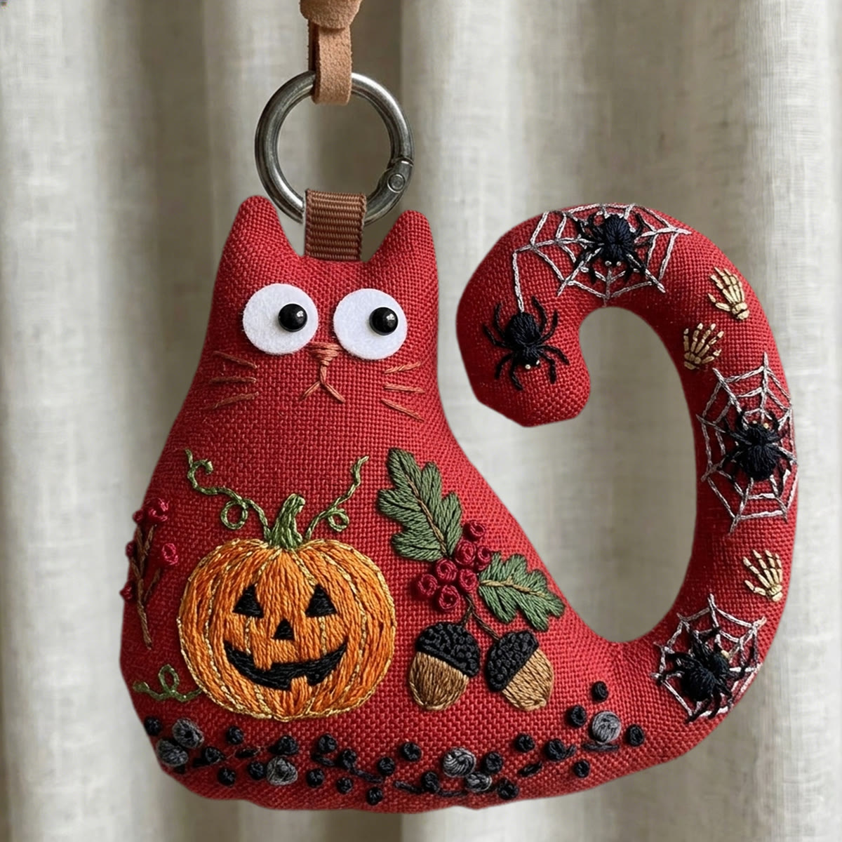 Rubbyoo Cat Embroidery Kit - Ack-o'-lantern | Creepy Cute For Her | Hanging Holiday Decor - 6 inches hoop kit - image 1