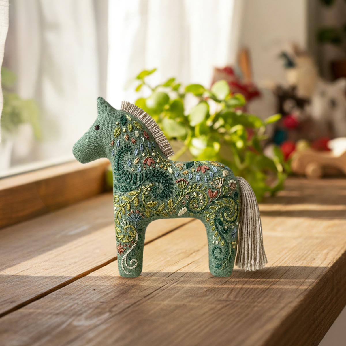 Rubbyoo Dala Horse Embroidery Kit - Vines And Tendrils | Nature Lover Gift | Window Hanging Ornament - image 3