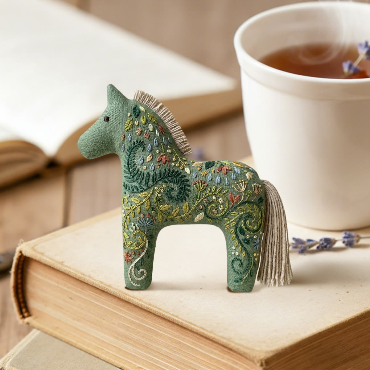 Rubbyoo Dala Horse Embroidery Kit - Vines And Tendrils | Nature Lover Gift | Window Hanging Ornament - image 2